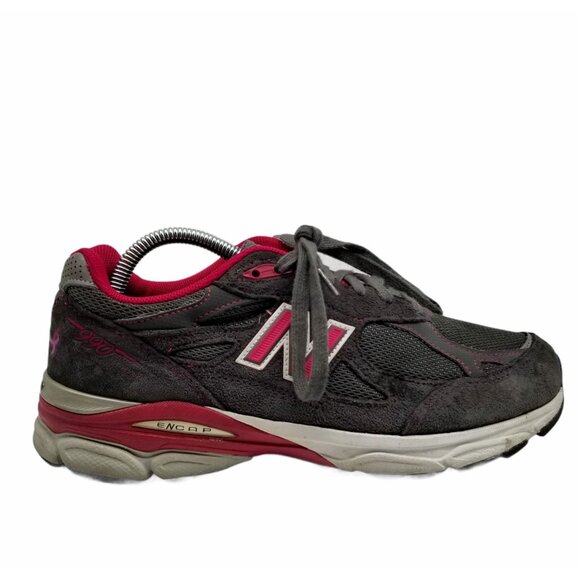 New Balance 990v3 Made In USA Womens Breast Cancer Gray‎  Shoes Size 8.5 - Picture 1 of 7
